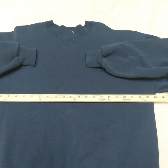 Vintage 90s Russell Athletic Navy Blue Blank Crewneck Sweatshir USA Made Size XL - Picture 7 of 12